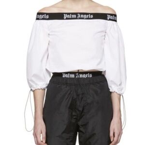 Palm Angels White Balloon Crop Top
